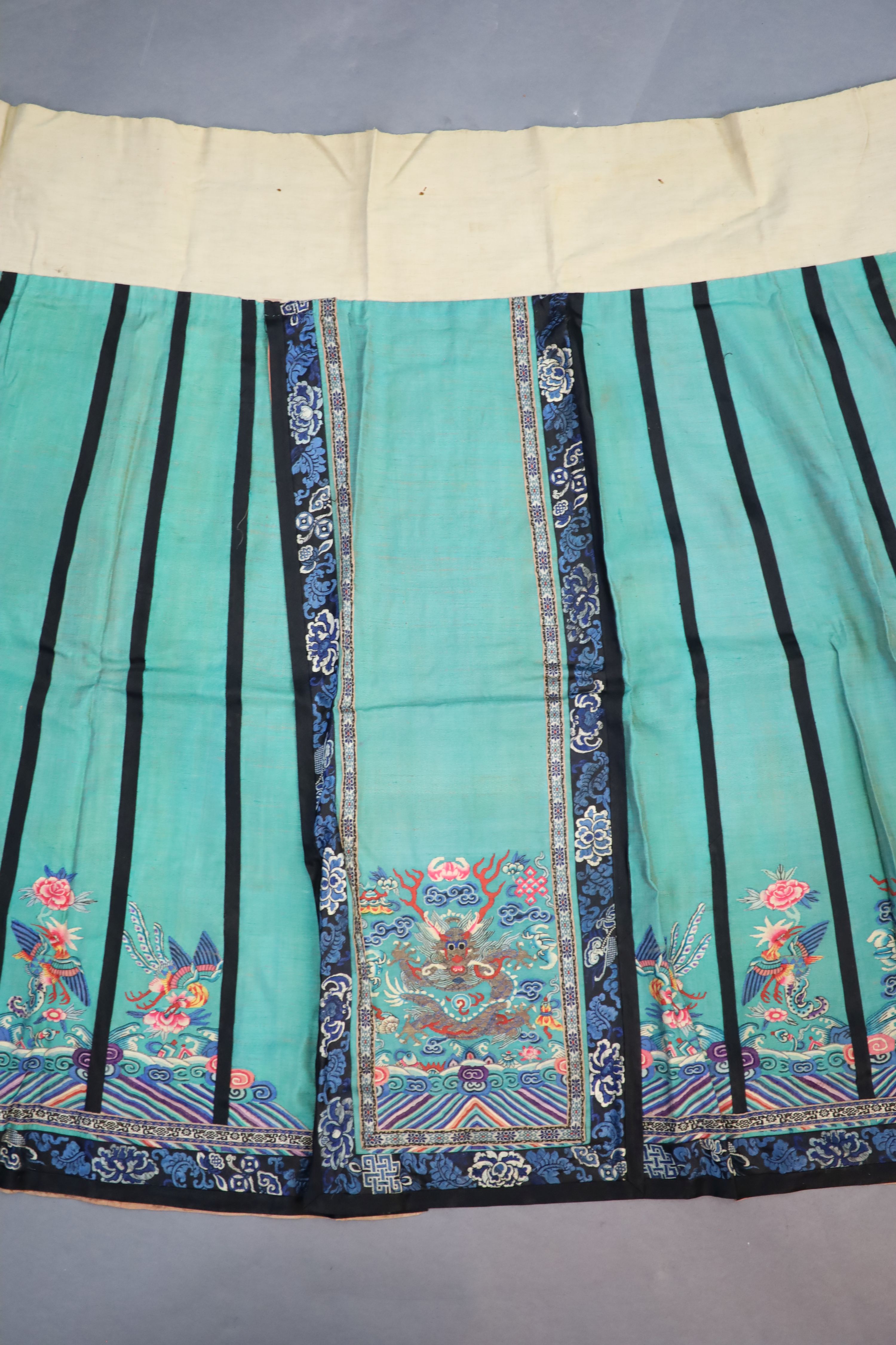 A 19th century Chinese silk kesi woven skirt